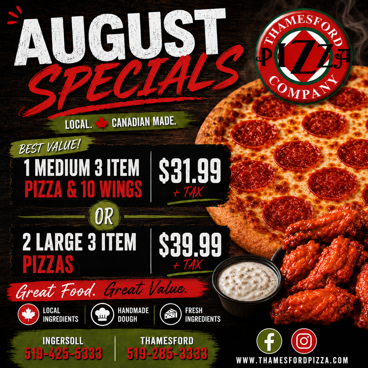 Thamesford Pizza monthly special graphic