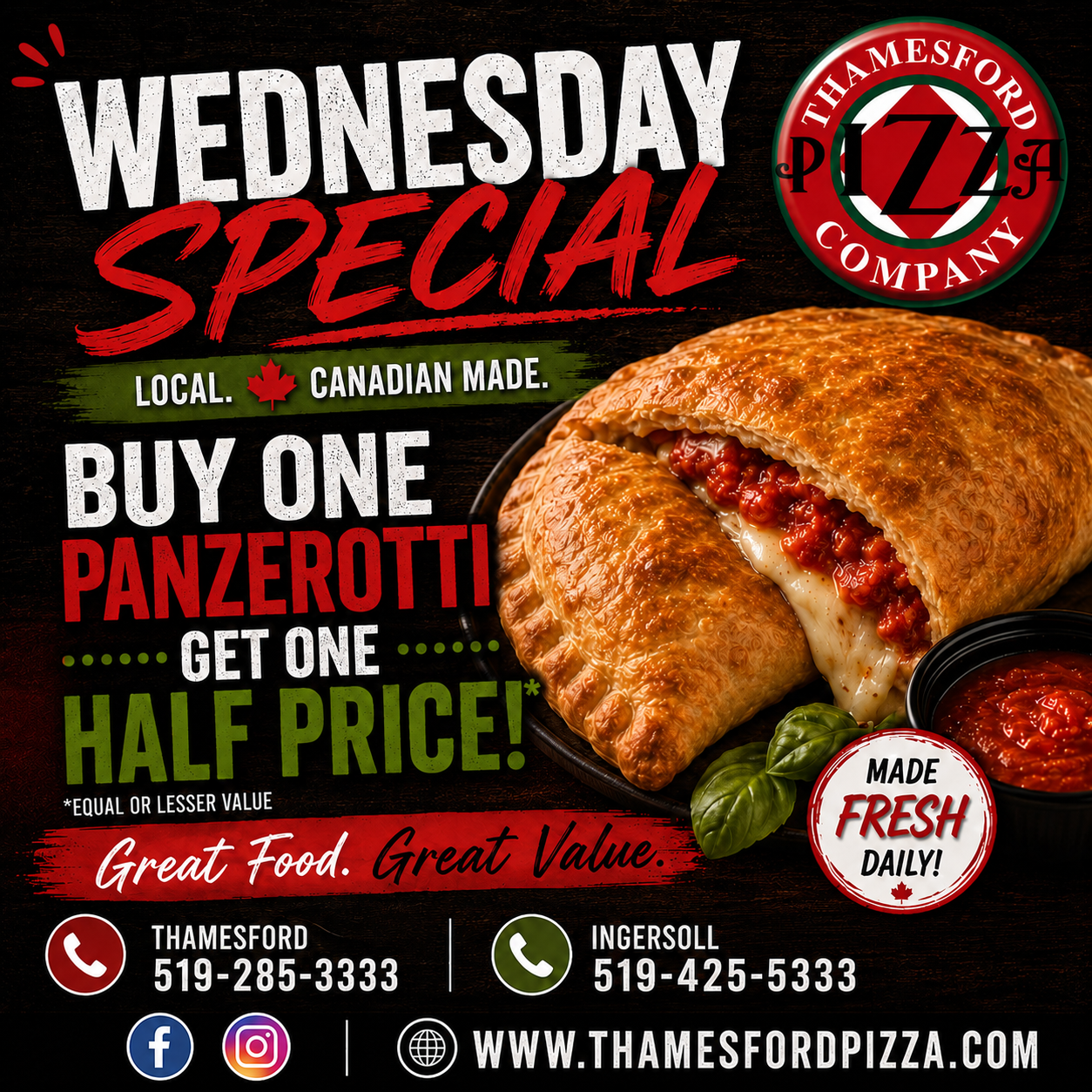 Thamesford Pizza Wednesday special promotional graphic